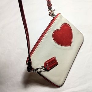 Coach Bags - Coach change purse white red heart leather Coach Bags - Coach change purse white red heart leather